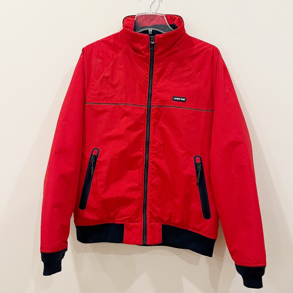 Lands End Squall Jacket Mens Medium Red Fleece Lined Bomber Outdoor Ski Gorpcore